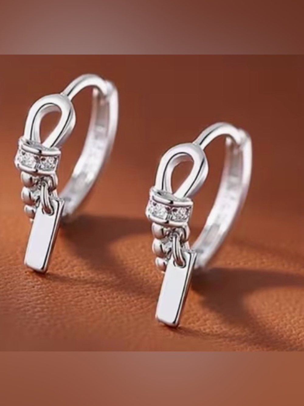 S925 Silver and Black Dangle Earring Charm - Women's Jewelry